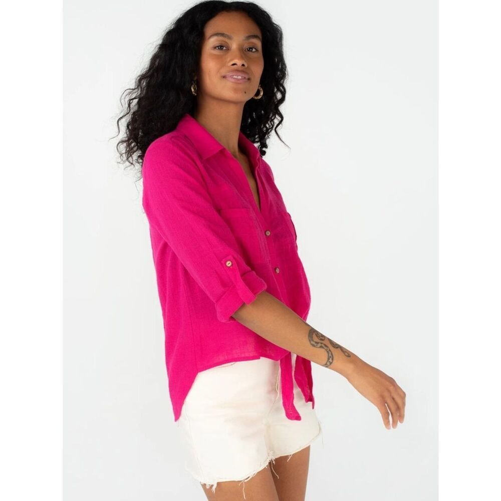 Just Found Fuchsia Button-Down Shirt - Lightweight Long Sleeve